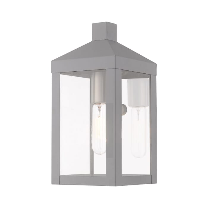 Nyack 1-Light Outdoor Wall Lantern in Nordic Gray w with Brushed Nickels and Polished Chrome Stainless Steel Nyack 1-Light Outdoor Wall Lantern in Nordic Gray w with Brushed Nickels and Polished Chrome Stainless Steel