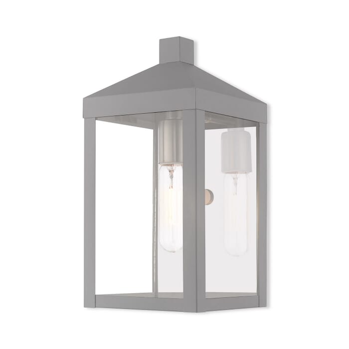 Nyack 1-Light Outdoor Wall Lantern in Nordic Gray w with Brushed Nickels and Polished Chrome Stainless Steel Nyack 1-Light Outdoor Wall Lantern in Nordic Gray w with Brushed Nickels and Polished Chrome Stainless Steel