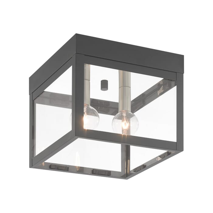 Nyack 2-Light Outdoor Ceiling Mount in Scandinavian Gray w with Brushed Nickels and Polished Chrome Stainless Steel Nyack 2-Light Outdoor Ceiling Mount in Scandinavian Gray w with Brushed Nickels and Polished Chrome Stainless Steel