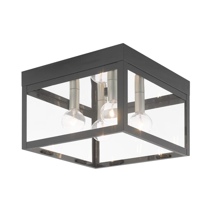 Nyack 4-Light Outdoor Ceiling Mount in Scandinavian Gray w with Brushed Nickels and Polished Chrome Stainless Steel Nyack 4-Light Outdoor Ceiling Mount in Scandinavian Gray w with Brushed Nickels and Polished Chrome Stainless Steel