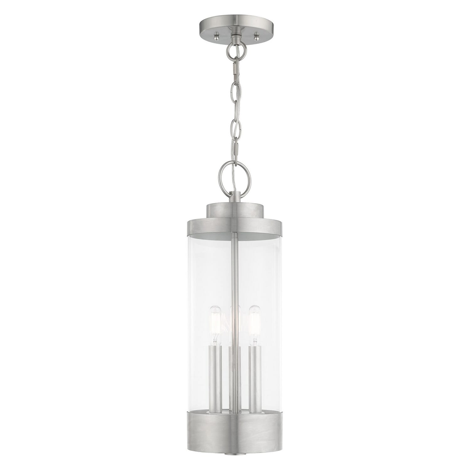 Hillcrest 3-Light Outdoor Pendant in Brushed Nickel