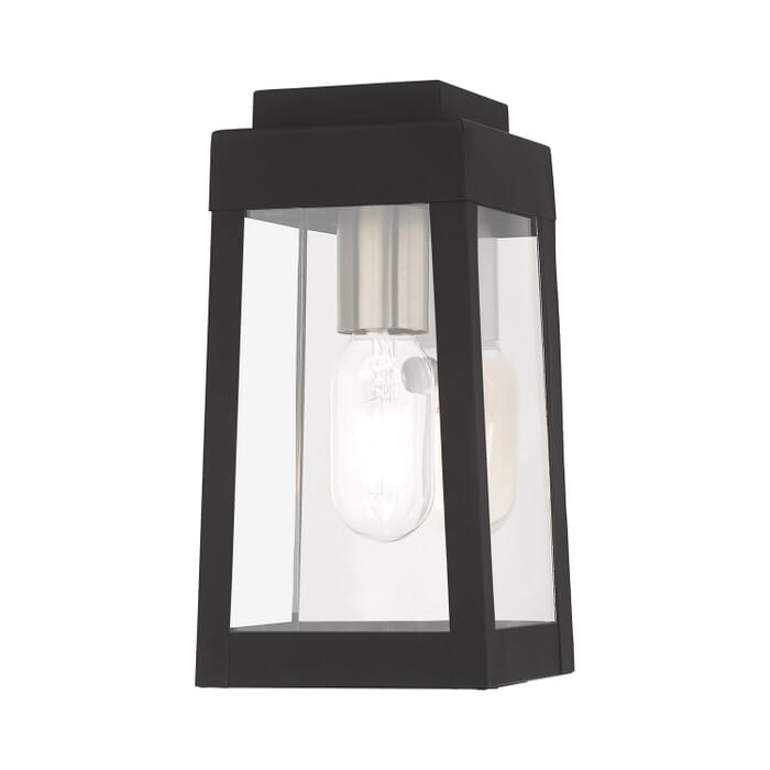 Oslo 1-Light Outdoor Wall Lantern in Black w with Brushed Nickels and Polished Chrome Stainless Steel Oslo 1-Light Outdoor Wall Lantern in Black w with Brushed Nickels and Polished Chrome Stainless Steel