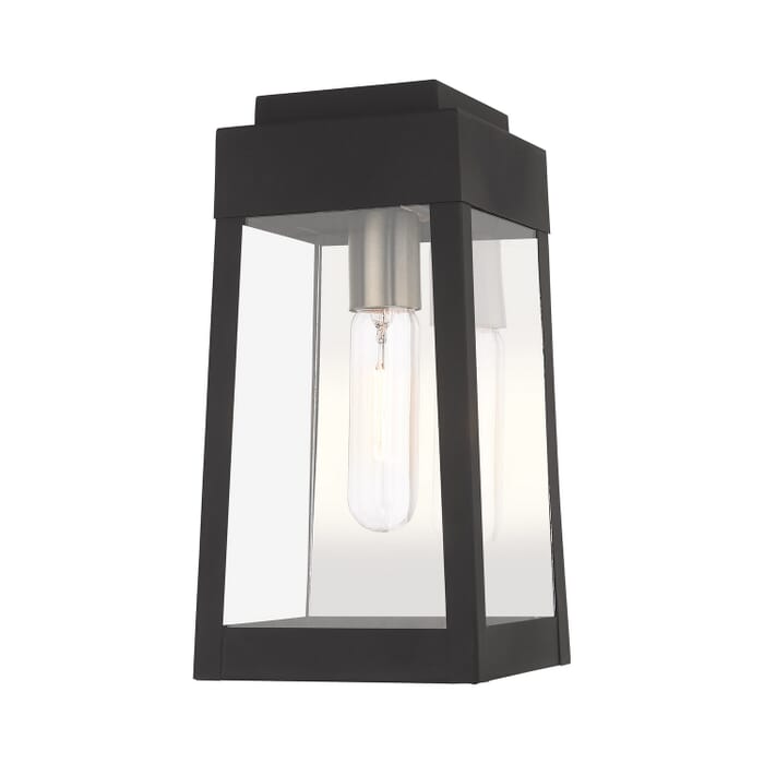 Oslo 1-Light Outdoor Wall Lantern in Black w with Brushed Nickels and Polished Chrome Stainless Steel Oslo 1-Light Outdoor Wall Lantern in Black w with Brushed Nickels and Polished Chrome Stainless Steel