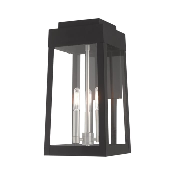 Oslo 3-Light Outdoor Wall Lantern in Black w with Brushed Nickels Oslo 3-Light Outdoor Wall Lantern in Black w with Brushed Nickels