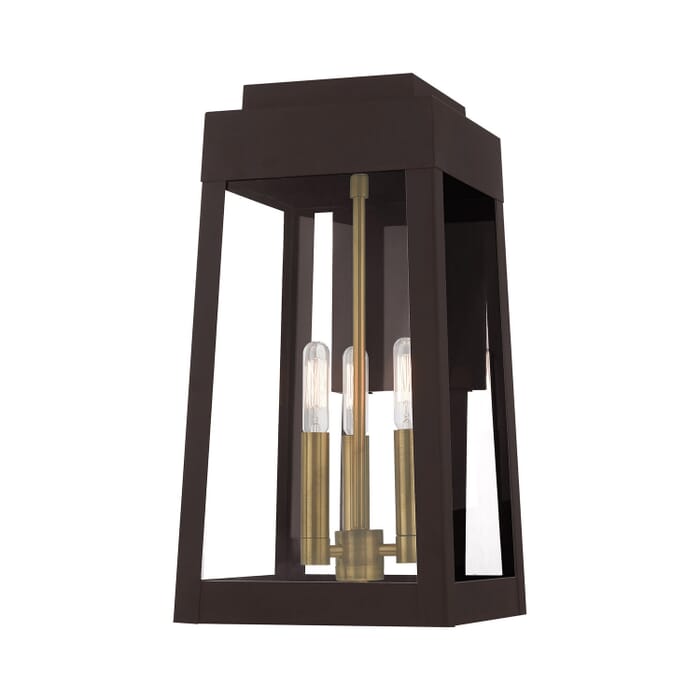 Oslo 3-Light Outdoor Wall Lantern in Bronze w with Antique Brasss Oslo 3-Light Outdoor Wall Lantern in Bronze w with Antique Brasss