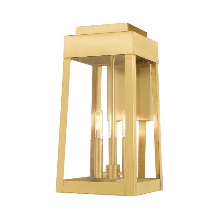 Oslo 3-Light Outdoor Wall Lantern in Satin Brass Oslo 3-Light Outdoor Wall Lantern in Satin Brass