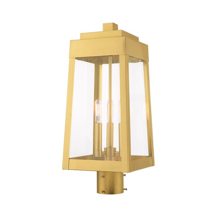 Oslo 3-Light Post-Top Lanterm in Satin Brass Oslo 3-Light Post-Top Lanterm in Satin Brass