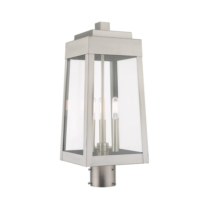 Oslo 3-Light Post-Top Lanterm in Brushed Nickel Oslo 3-Light Post-Top Lanterm in Brushed Nickel