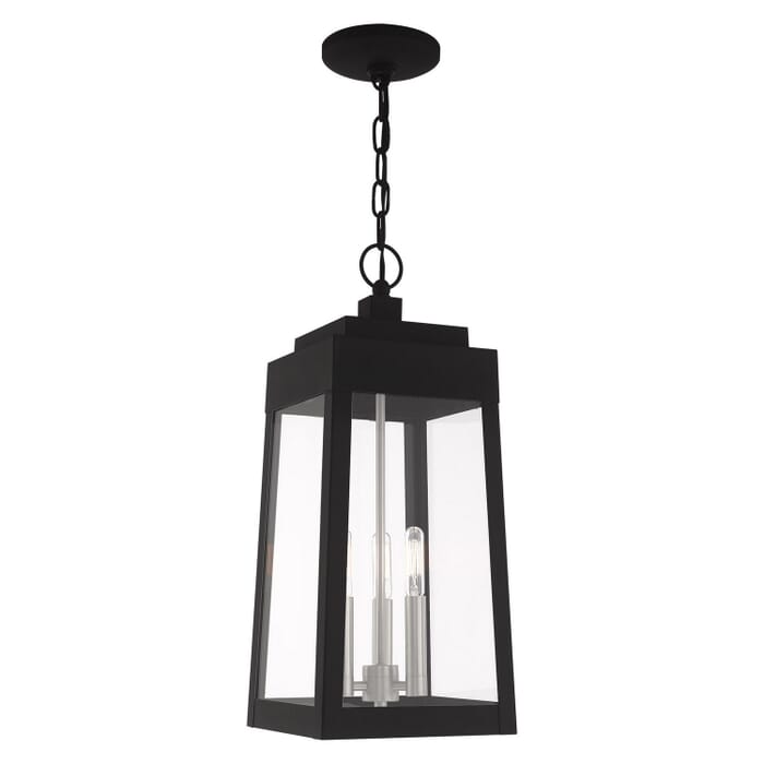 Oslo 3-Light Outdoor Pendant in Black w with Brushed Nickels Oslo 3-Light Outdoor Pendant in Black w with Brushed Nickels