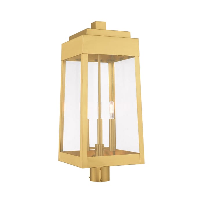 Oslo 3-Light Post-Top Lanterm in Satin Brass Oslo 3-Light Post-Top Lanterm in Satin Brass