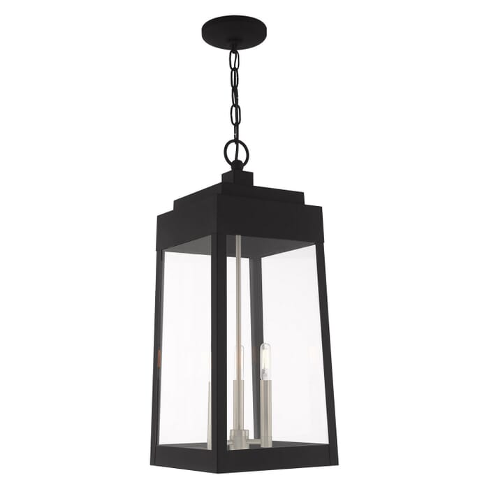 Oslo 3-Light Outdoor Pendant in Black w with Brushed Nickels Oslo 3-Light Outdoor Pendant in Black w with Brushed Nickels