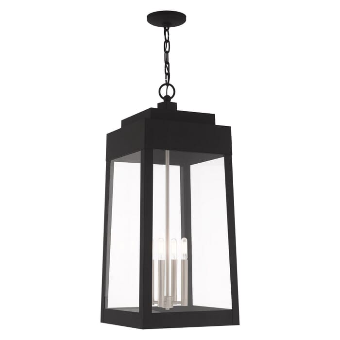 Oslo 4-Light Outdoor Pendant in Black w with Brushed Nickels Oslo 4-Light Outdoor Pendant in Black w with Brushed Nickels