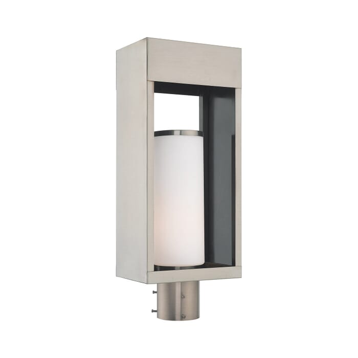 Bleecker 1-Light Outdoor Post-Top Lanterm in Brushed Nickel Bleecker 1-Light Outdoor Post-Top Lanterm in Brushed Nickel