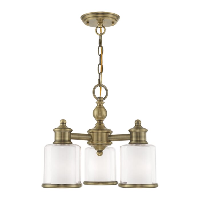 Middlebush 3-Light Mini Chandelier with Ceiling Mount in Antique Brass Middlebush 3-Light Mini Chandelier with Ceiling Mount in Antique Brass