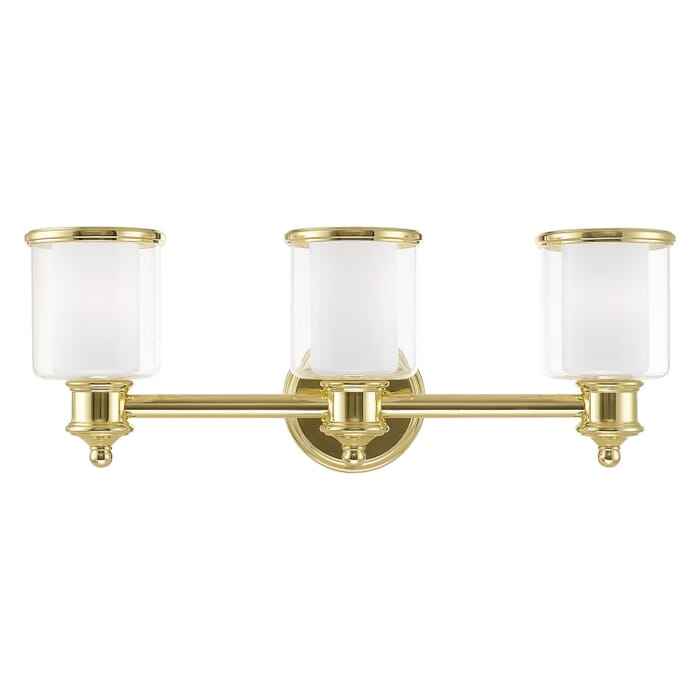 Middlebush 3-Light Bathroom Vanity Light in Polished Brass Middlebush 3-Light Bathroom Vanity Light in Polished Brass