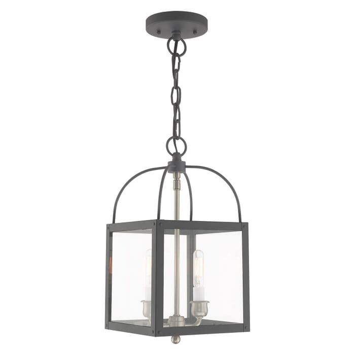 Milford 2-Light Mini Pendant with Ceiling Mount in Scandinavian Gray w/ Brushed Nickel Cluster Milford 2-Light Mini Pendant with Ceiling Mount in Scandinavian Gray w/ Brushed Nickel Cluster