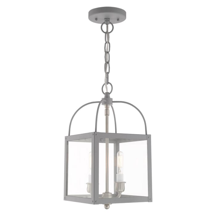 Milford 2-Light Mini Pendant with Ceiling Mount in Nordic Gray w/ Brushed Nickel Cluster Milford 2-Light Mini Pendant with Ceiling Mount in Nordic Gray w/ Brushed Nickel Cluster