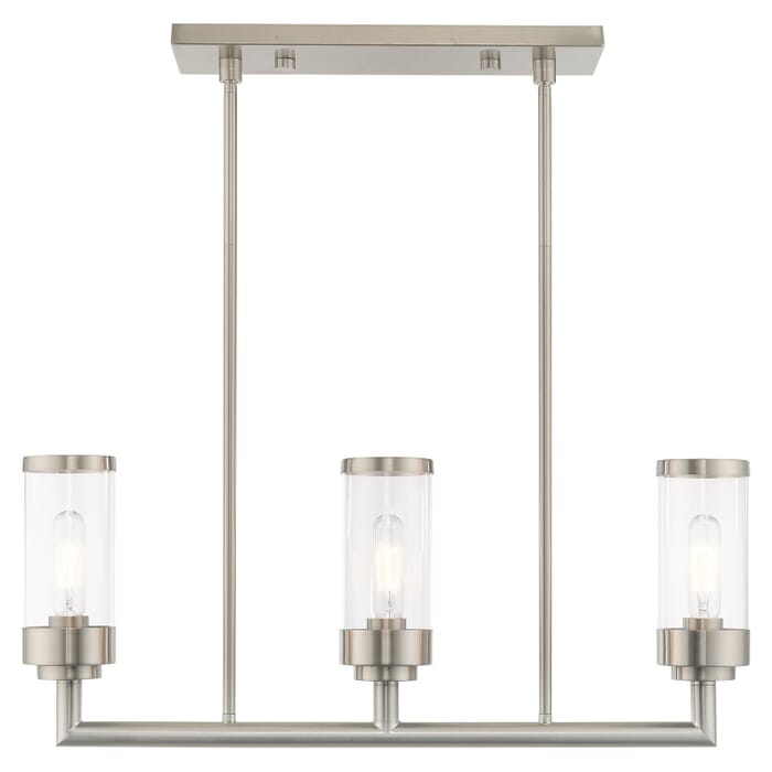 Hillcrest 3-Light Linear Chandelier in Brushed Nickel Hillcrest 3-Light Linear Chandelier in Brushed Nickel