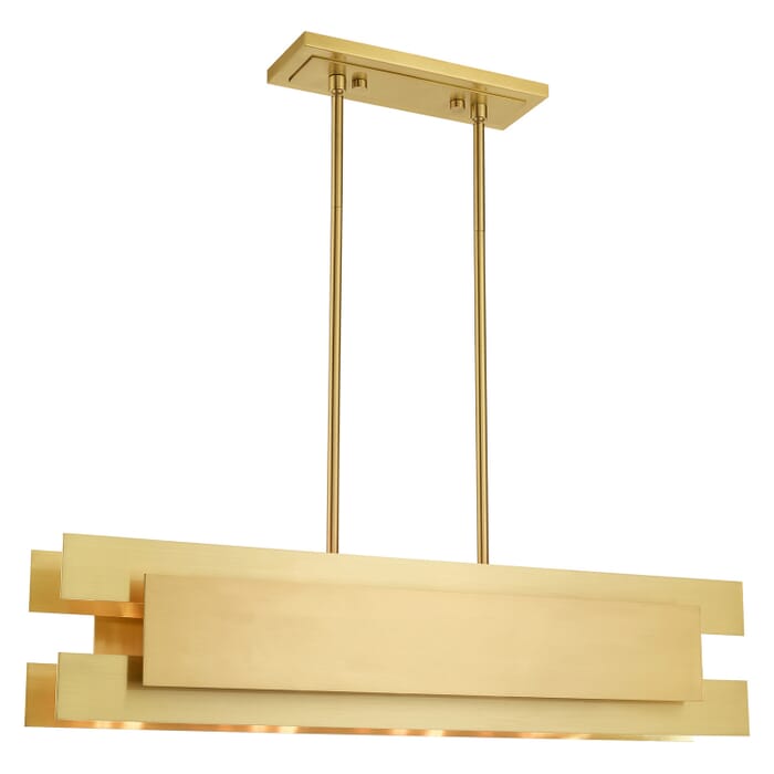 Varick 4-Light Linear Chandelier in Satin Brass Varick 4-Light Linear Chandelier in Satin Brass