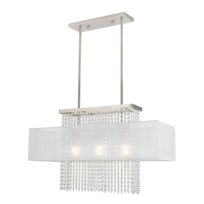 Bella Vista 3-Light Linear Chandelier in Brushed Nickel Bella Vista 3-Light Linear Chandelier in Brushed Nickel