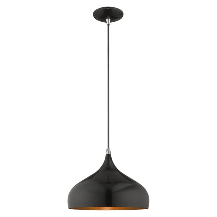 Amador 1-Light Mini Pendant in Shiny Black w with Polished Chromes Amador 1-Light Mini Pendant in Shiny Black w with Polished Chromes