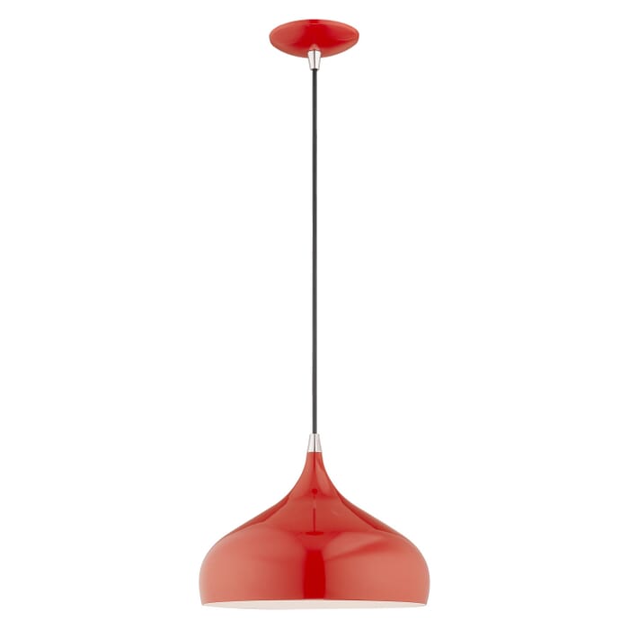 Amador 1-Light Mini Pendant in Shiny Red w with Polished Chromes Amador 1-Light Mini Pendant in Shiny Red w with Polished Chromes
