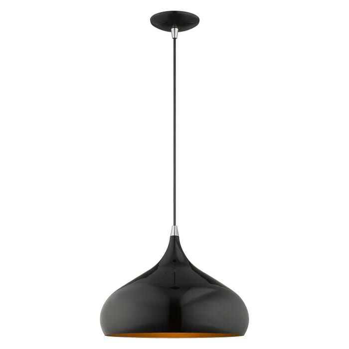 Amador 1-Light Mini Pendant in Shiny Black w with Polished Chromes Amador 1-Light Mini Pendant in Shiny Black w with Polished Chromes