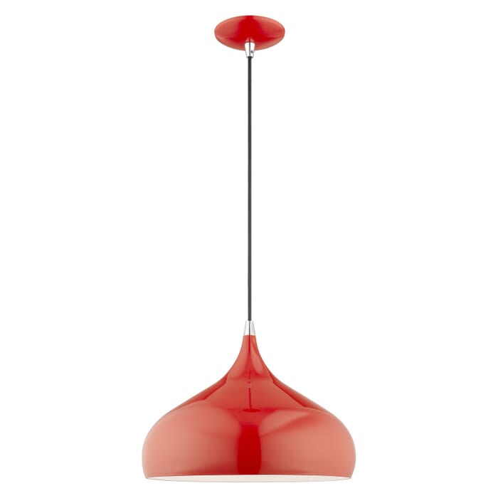 Amador 1-Light Mini Pendant in Shiny Red w with Polished Chromes Amador 1-Light Mini Pendant in Shiny Red w with Polished Chromes