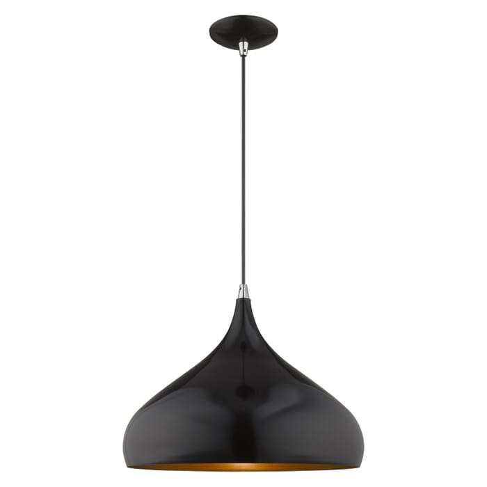 Amador 1-Light Mini Pendant in Shiny Black w with Polished Chromes Amador 1-Light Mini Pendant in Shiny Black w with Polished Chromes