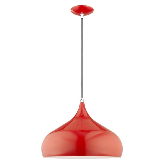 Amador 1-Light Mini Pendant in Shiny Red w with Polished Chromes Amador 1-Light Mini Pendant in Shiny Red w with Polished Chromes