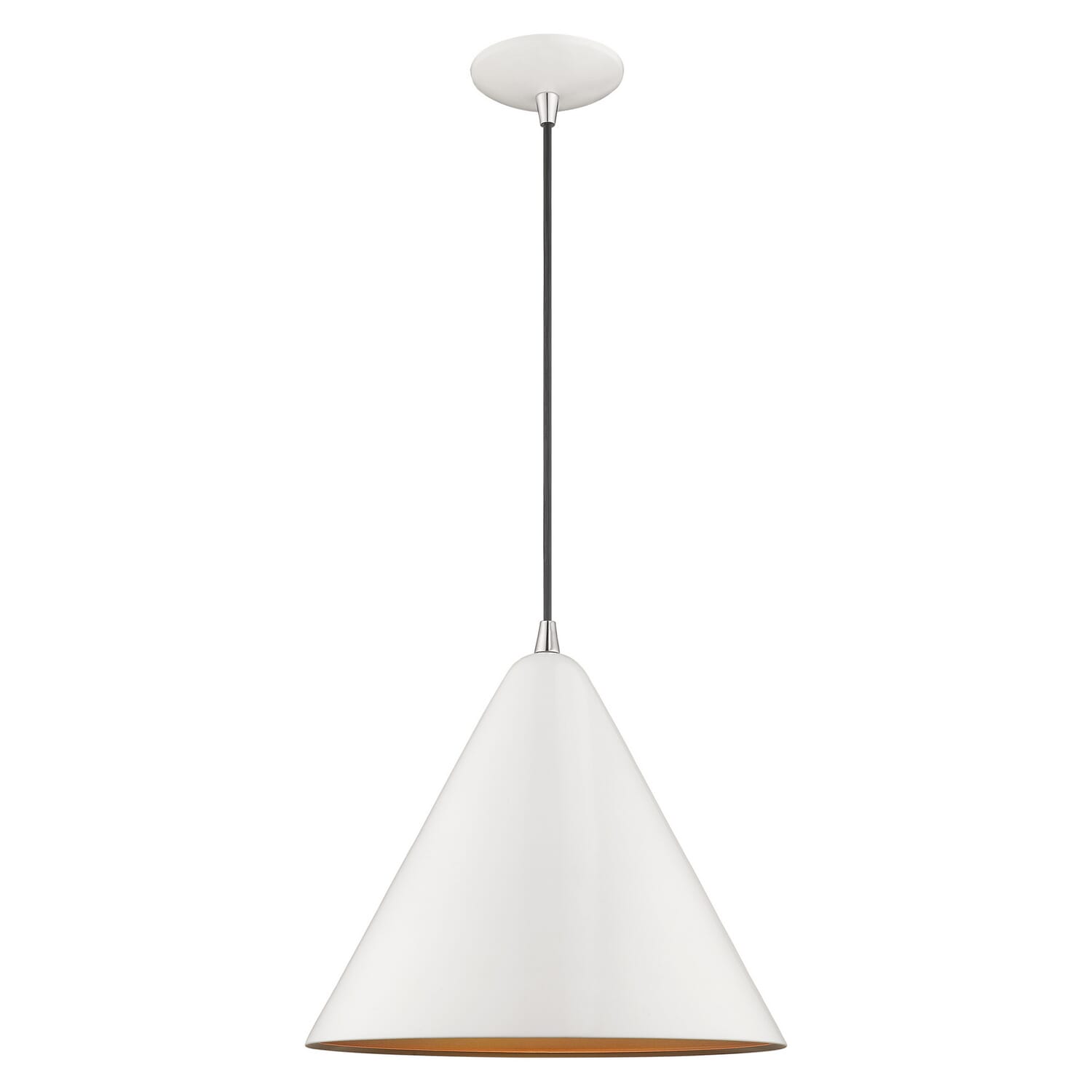 Dulce 1-Light Mini Pendant in Shiny White w with Polished Chromes