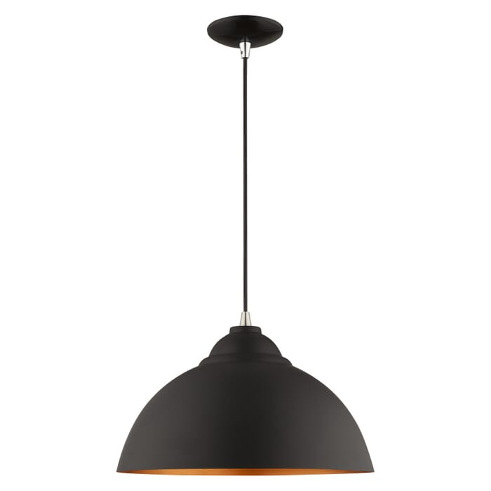 Metal Shade Mini Pendants 1-Light Mini Pendant in Black w with Brushed Nickels Metal Shade Mini Pendants 1-Light Mini Pendant in Black w with Brushed Nickels