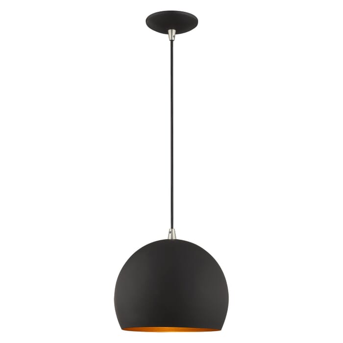 Piedmont 1-Light Mini Pendant in Black w with Brushed Nickels Piedmont 1-Light Mini Pendant in Black w with Brushed Nickels