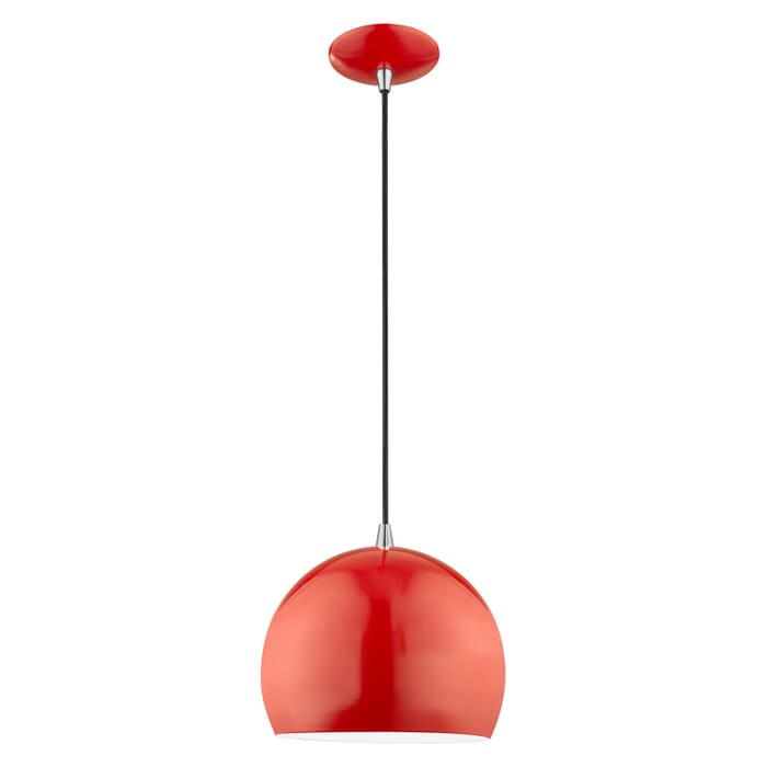 Metal Shade Mini Pendants 1-Light Mini Pendant in Shiny Red Metal Shade Mini Pendants 1-Light Mini Pendant in Shiny Red