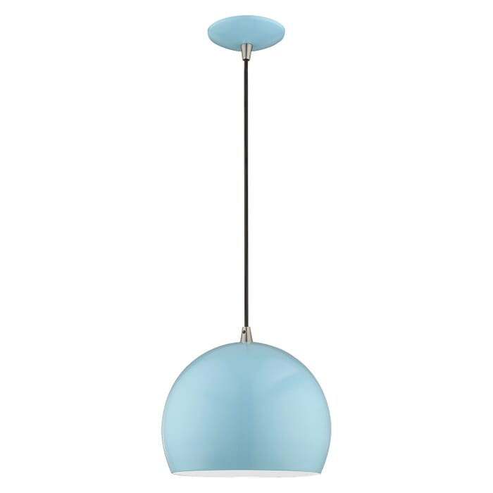 Metal Shade Mini Pendants 1-Light Mini Pendant in Shiny Baby Blue Metal Shade Mini Pendants 1-Light Mini Pendant in Shiny Baby Blue
