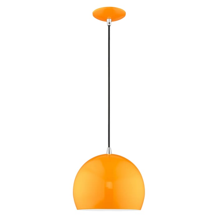 Metal Shade Mini Pendants 1-Light Mini Pendant in Shiny Orange Metal Shade Mini Pendants 1-Light Mini Pendant in Shiny Orange