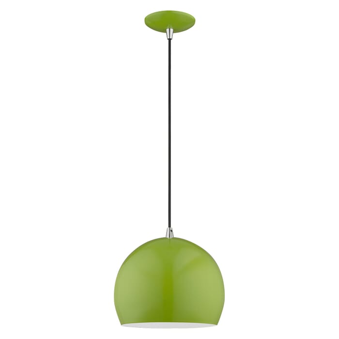Metal Shade Mini Pendants 1-Light Mini Pendant in Shiny Apple Green Metal Shade Mini Pendants 1-Light Mini Pendant in Shiny Apple Green