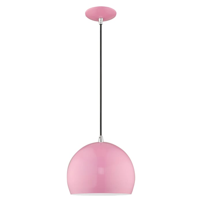 Metal Shade Mini Pendants 1-Light Mini Pendant in Shiny Pink Metal Shade Mini Pendants 1-Light Mini Pendant in Shiny Pink