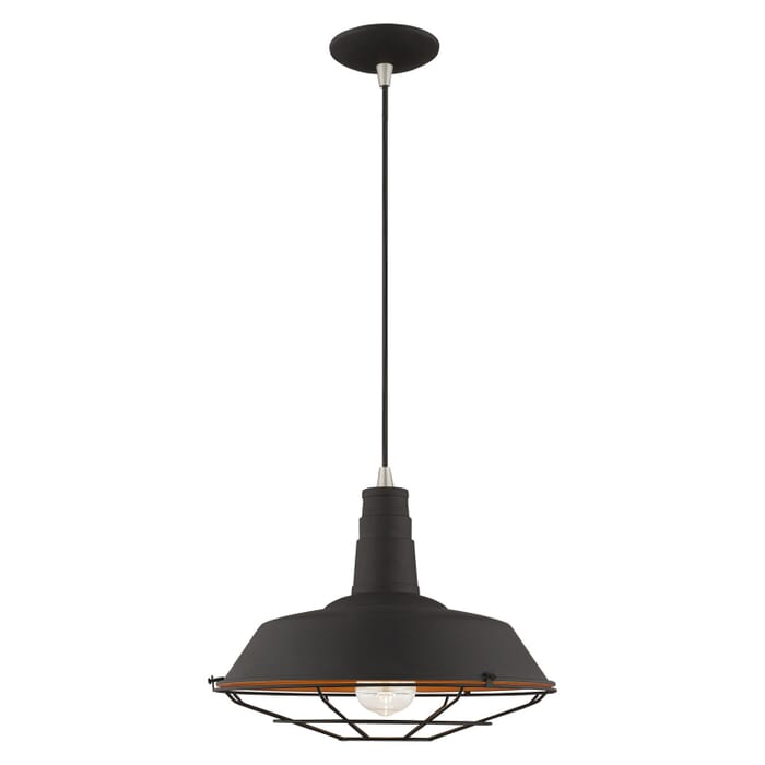 Metal Shade Mini Pendants 1-Light Mini Pendant in Black w with Brushed Nickels Metal Shade Mini Pendants 1-Light Mini Pendant in Black w with Brushed Nickels