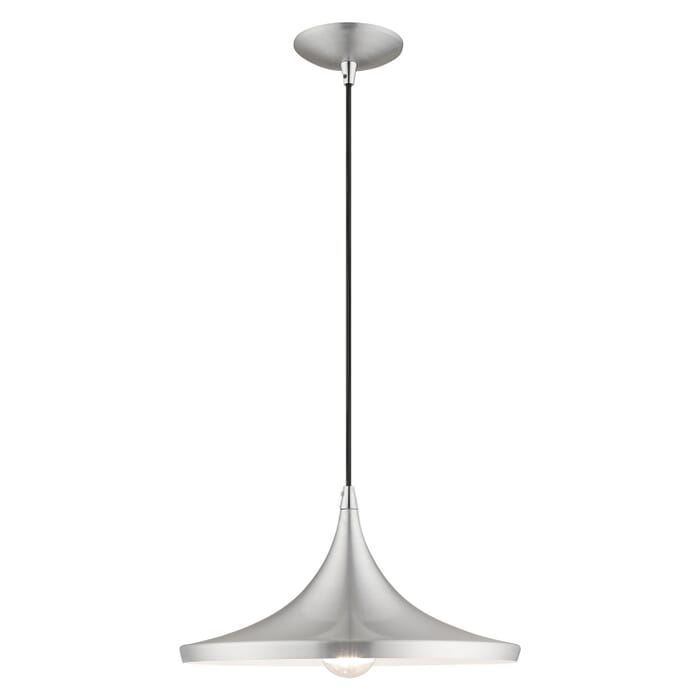 Waldorf 1-Light Mini Pendant in Brushed Aluminum w with Polished Chromes Waldorf 1-Light Mini Pendant in Brushed Aluminum w with Polished Chromes