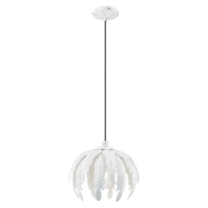 Acanthus 1-Light Mini Pendant in Hand Applied Antique White Acanthus 1-Light Mini Pendant in Hand Applied Antique White