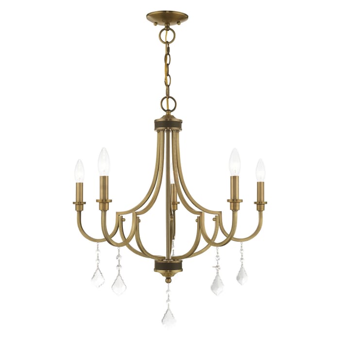 Glendale 5-Light Chandelier in Antique Brass w with Bronzes Glendale 5-Light Chandelier in Antique Brass w with Bronzes