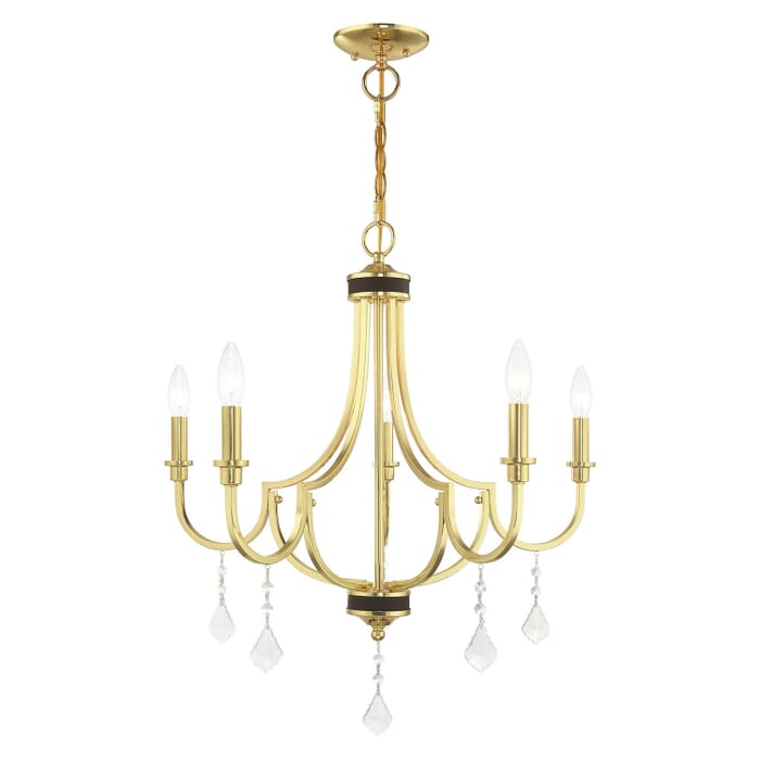 Glendale 5-Light Chandelier in Polished Brass w with Bronzes Glendale 5-Light Chandelier in Polished Brass w with Bronzes