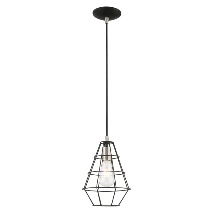 Bedford 1-Light Mini Pendant in Black w with Brushed Nickels Bedford 1-Light Mini Pendant in Black w with Brushed Nickels