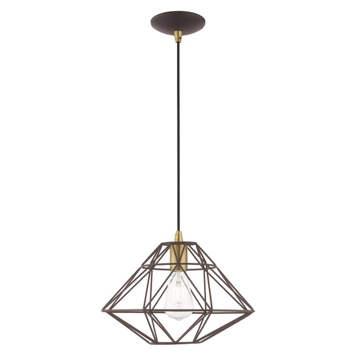 Knox 1-Light Mini Pendant in Bronze w with Antique Brasss Knox 1-Light Mini Pendant in Bronze w with Antique Brasss