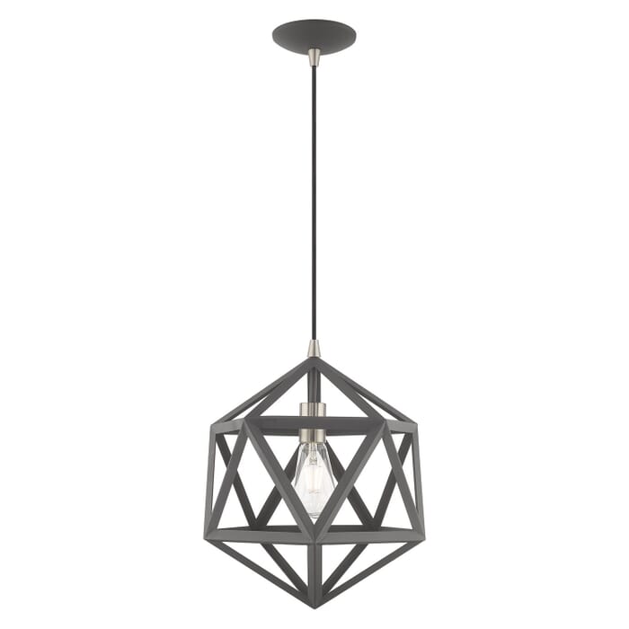 Ashland 1-Light Mini Pendant in Scandinavian Gray w with Brushed Nickels Ashland 1-Light Mini Pendant in Scandinavian Gray w with Brushed Nickels