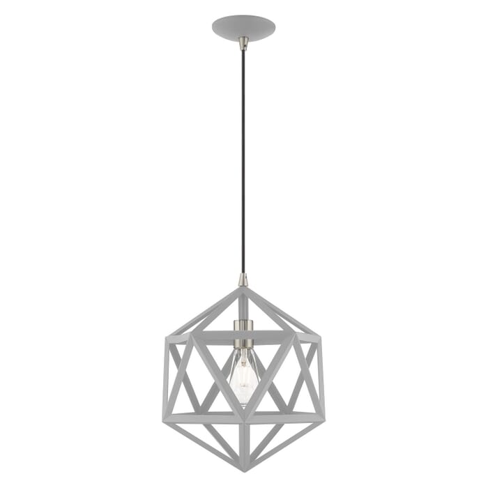 Ashland 1-Light Mini Pendant in Nordic Gray w with Brushed Nickels Ashland 1-Light Mini Pendant in Nordic Gray w with Brushed Nickels