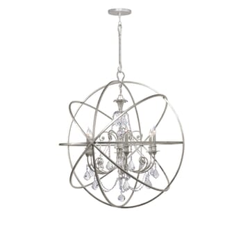 Crystorama Solaris 6-Light 42" Industrial Chandelier in Olde Silver with Clear Hand Cut Crystals
