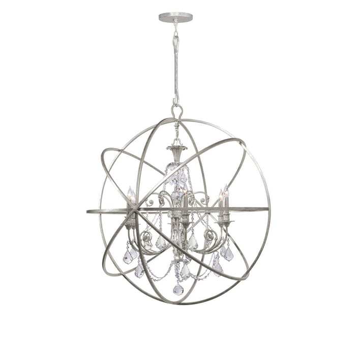 Crystorama Solaris 6-Light 42" Industrial Chandelier in Olde Silver with Clear Swarovski Strass Crystals Crystorama Solaris 6-Light 42" Industrial Chandelier in Olde Silver with Clear Swarovski Strass Crystals