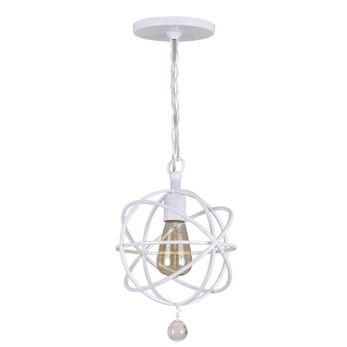 Crystorama Solaris 9" Pendant Light in Wet White with Clear Glass Drops Crystals Crystorama Solaris 9" Pendant Light in Wet White with Clear Glass Drops Crystals